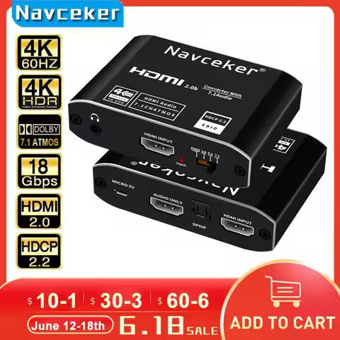 2023 HDMI Audio Extractor 4K HDMI SPDIF Converter 5.1 HDMI to HDMI to RCA Splitter Optic TOSLINK Swi
