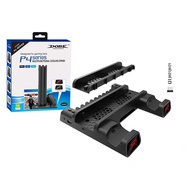 ชั้นวางแนวตั้งสำหรับ PS4ขาตั้งระบบทำความเย็นอเนกประสงค์สำหรับ PS4ที่บางเฉียบไฟ LED แท่นชาร์จไฟพัดลมท