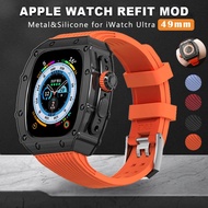 Modification Kit Metal Case+Silicone Strap For iwatch series ultra 49mm Smart Watch Band