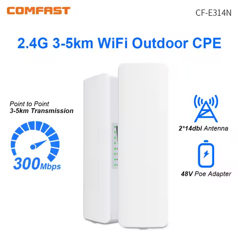 Comfast Outdoor Access Point 300Mbps 3-5KM Long Range Router CPE 2.4GHz Wireless Radio Bridge 2*14dB