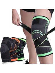 1入組新款編織膝蓋墊，配備雙肩帶，3D加壓保護，舒適透氣，適用於健身、運動、戶外和登山