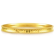 999.9 24K Solid Gold Price-by-Weight Gold Dazzling Mirror Gold Slip-On Bangle for Women 93176K