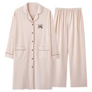 MiiOW | Pure Cotton Postpartum Gown Cat Person Thin Model Hospital Maternity Wardrobe Nursing Dress 