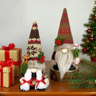 Angelorid| Holiday Scene Gnome Ornament Knitted Pattern Plush Gnome Handmade Christmas Gnome Decorat