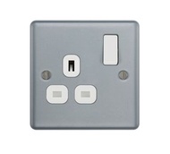 英國品牌 BG British General - Metal Clad 系列 金屬 (銀灰) 1/2位 插座連開關 MC521 MC522 漏電保護 MC22ARCD