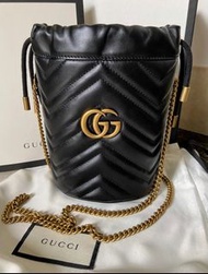 全新正貨 Gucci GG Marmont mini bucket bag 古馳黑色皮革迷你水桶｜575163-DTDRT-1000有盒有塵袋 包全球保養護理