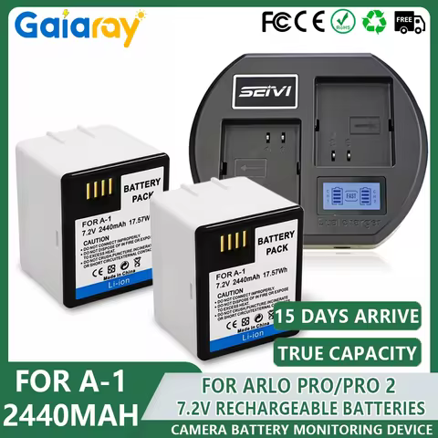 7.2V 2440mAh Rechargeable Lithium Battery Pack with 5V LED Dual Fast Charger For Arlo PRO / PRO 2 NE