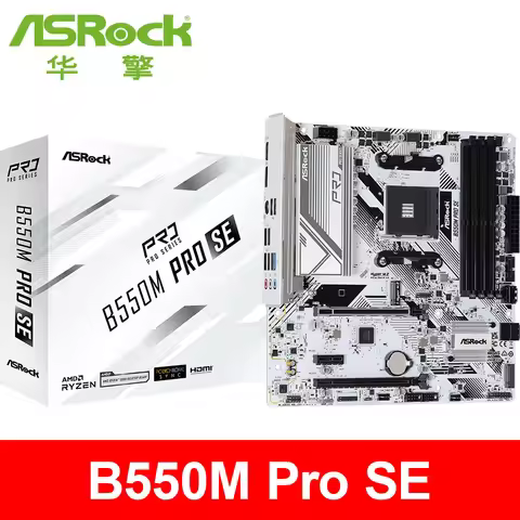 ASRock B550M PRO SE Gaming Desktop Motherboard AMD PRO565 Chipset-Socket AM4-Micro ATX -Ryzen 5, Ryz