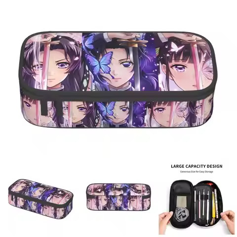 Kawaii Kanae Kocho Demon Slayer Shinobu Kocho Pencil Case for Girl Boy Large Capacity Kanao Tsuyuri 