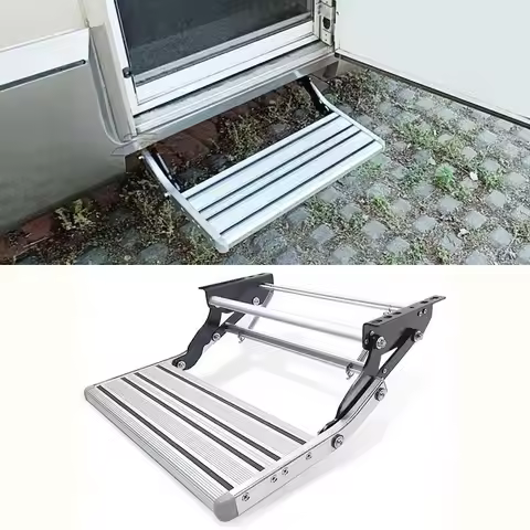 Entry Doorway Manual Folding Ladder Step Motorhomes Aluminum Alloy RV Pedal Step Telescopic Antiskid