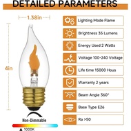 LED Flame Effect Light Bulb E26 Flickering Candle Light Bulbs Crystal Clear Candle Bulb for E26 Edis