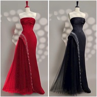 SIZE>65KG LUXURY STONE Mesh BREAST DRESS