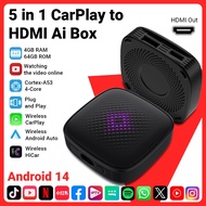 XUDA 2025 H-Air2.0 Carplay wireless adapter Android Auto Wireless box  CS6 5in1（HDMI+Hai car+Carplay