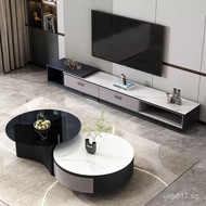 Minimalist Round Coffee Table for Small Apartments, Light Luxury Italian Modern Simple Style, Extend