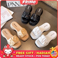 READY STOCK💝 FRIMO Ficrinkle Sandal Women's Flat Sandals Slipper Woman Shoe Kasut Wanita Girl Lawa C