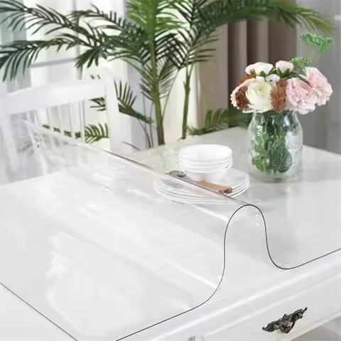 Soft Glass Table Cloth soft PVC Transparent Tablecloth Waterproof Rectangular Table Cover Pad Kitche