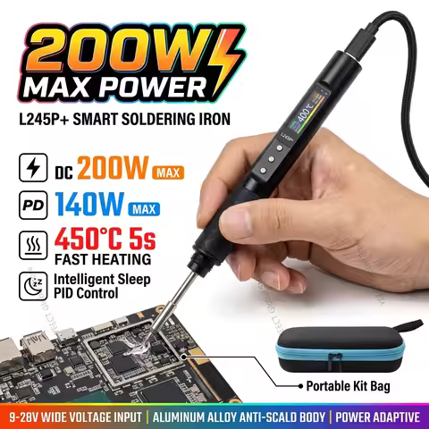 L245P+ Portable Soldering Iron 200W DC 140W PD3.1 0.99 IPS Color Screen Welding Tool Alternative HS0