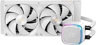 iota L24 White Liquid Cooler CPU with Display,240mm Water Cooling System, 2 x120mm PWM Fans,240mm PC