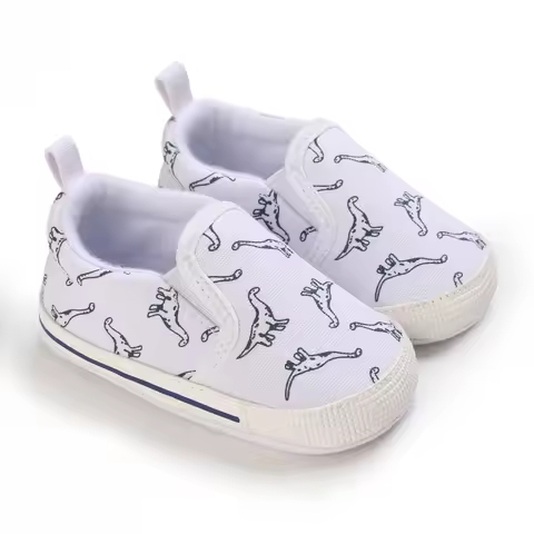 Spring and Autumn 0-1 Year Old Boys' Canvas Shoes Fashionable and Casual Baby Shoes with Animal Patt
