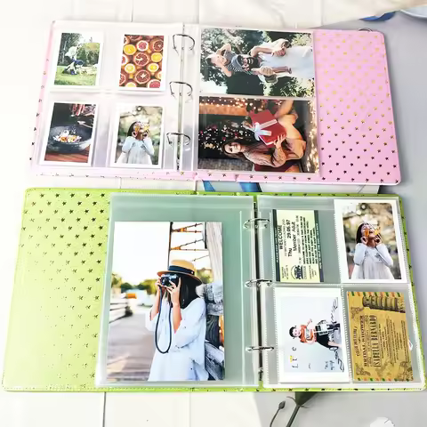 A5 Laser Star Cover Photo Album 3 Ring Photocard Binder Scrapbook Album 1/2/4 Grid Sleeves 10x15 15x