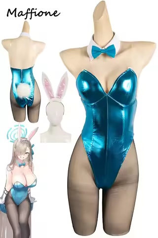 ICHINOSE ASUNA Cosplay Bunny Girl Costume Game Blue Role Archiver Disguie Outfits Headband Jumpsuit 