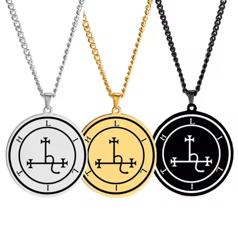 Lilith Seal Night Goddess Charm Seal of Solomon Kabbalah Sacred Amulet Goetia Talisman Stainless Ste