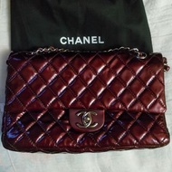 Chanel classic double flap bag patent leather burgundy