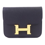 HERMES Epsom皮革Constance Slim金扣錢包Noir
