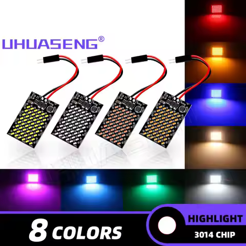 UHUASENG 1PC 12V-24V 48SMD Led Dome Light Panel C5W C10W T10 BA9S 31 mm Festoon W5W T4W 36mm 39mm 41