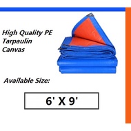 Blue Orange Waterproof Canvas Tarpaulin Sheet Canopy Camping Kanvas Khemah Pasar Malam Penutup Size 6 x 9