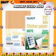 Matte Kraft A4 Photo Sticker Paper 175GSM (20 Sheets) - Ideal for Home & Small Business Crafts