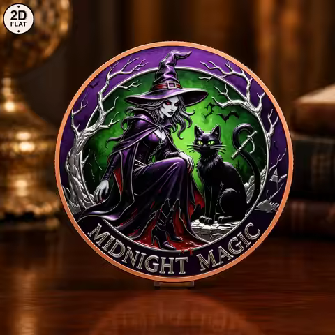 1pc Gothic Midnight Magic Witch 1oz .999 Fine Copper Challenge Coin Color Print Dark Fantasy Hallowe