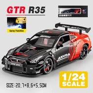Great 1:24 Nissan GTR R35 Spray Version Diecast Model Car Alloy Cars Toys Collection Gift For Kids B