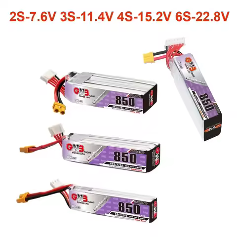 GAONEGN 850mAh 60C 120C HV 2S-7.6V 3S-11.4V 4S-15.2V 6S-22.8V GNB LiPO Battery XT30 Plug For FPV Rac
