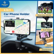 Car Phone Holder Hp Mobil Multifungsi Cup Dashboard SunVisor Rearview Mirror Stand HP Meja Cagak Han