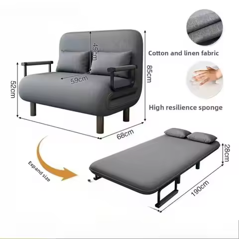 Modern multifunctional folding sofa bed, office folding sofa, 5-speed adjustable backrest chair, lei