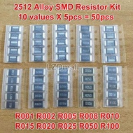 50pcs Alloy Resistance 2512 SMD Resistor Samples kit ,10 kindsX5pcs=50pcs R001 R002 R005 R008 R010 R