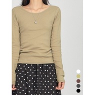 Codibook|Korea Korea EEZEE Daily Plain Color U-Neck Long-Sleeved Top TS063 T-Shirt Women's Clothing
