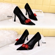 MAWAR Sooday No. 1026 Black / Size 34-40 / 10CM & 7cm high heels/ party heels/ party high heels rose