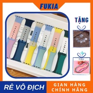 Color-matched silicone Sport strap for smart watches Series 1/2/3/4/5/6/7/8/SE size 38/ 40/ 41/ 42/ 