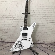 Factory custom electric guitar explorer white color spider web inlays fast delivery