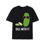 Mens Funny DILL with IT Kimchi Pickle Graphic T-Shirt - Black Regular Fit Crew Neck Short Sleeve Tee