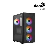 Aerocool  DESIGNER PC Case - Mid Tower / ARGB / ABS + SPCC / 4 ARGB Fans / Black