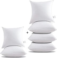 HITO 18x18 Pillow Inserts (Set of 6, White)- 100% Cotton Covering Soft Filling Polyester Throw Pillows for Couch Bed Sofa