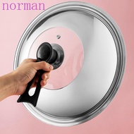 NORMAN Stainless Steel Visible Pot Lid, Anti-scalding Black Plastic Knob Wok Cover, Skillet Cover 28/30/32/34/36/38CM Heat Resistant Universal Frying Pan Lid Dish