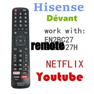 Hisense Dévant EN2BC27 EN2BD27H smart tv remote With Netflix Sticker Youtube Compatible TV model 50K