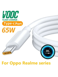 65w Type-c 纜線,適用於realme C35 6 7 8i 8 9 Pro Gt 2 Neo 3t手機vooc超快速充電器纜線,兼容oppo Reno4 Z A94 5g