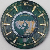 33.5mm NH35 Watch Dial Green Blue Dial Green Luminous 6 oclock Crown Date Window fit NH35 Movement