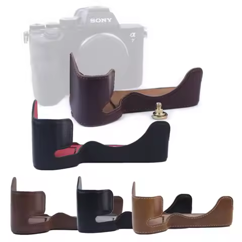 PU / Genuine Leather Camera Bag Half Base Body Case Cover Shell Protector for Sony A7 IV / A7S III /