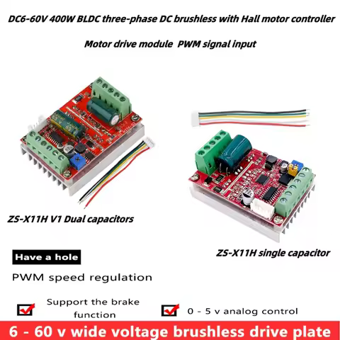 ZS-X11H V1/ZS-X11H DC6-60V 400W BLDC three-phase DC brushless Hall motor controller motor drive modu